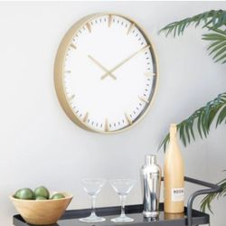 Analog Wall Clock  by Cosmopolitan  Battery Operated Cream and Gold Color  NIB
