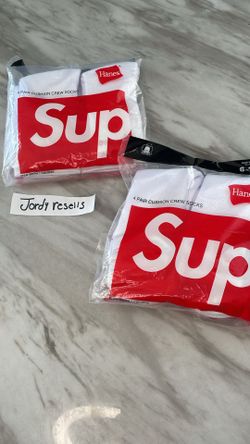 Sup x Hanes Crew Socks 4-Pack White