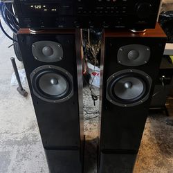 Vintage Speakers Denon Receiver With Bluetooth Adapter Tower Speakers Home Stereo MAKE AN OFFER!