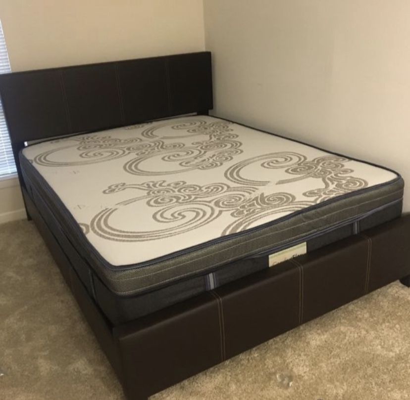 Queen Mattress Come With Bed 🛌 Frame And Free Delivery 🚚 Today To Reasonable Distance