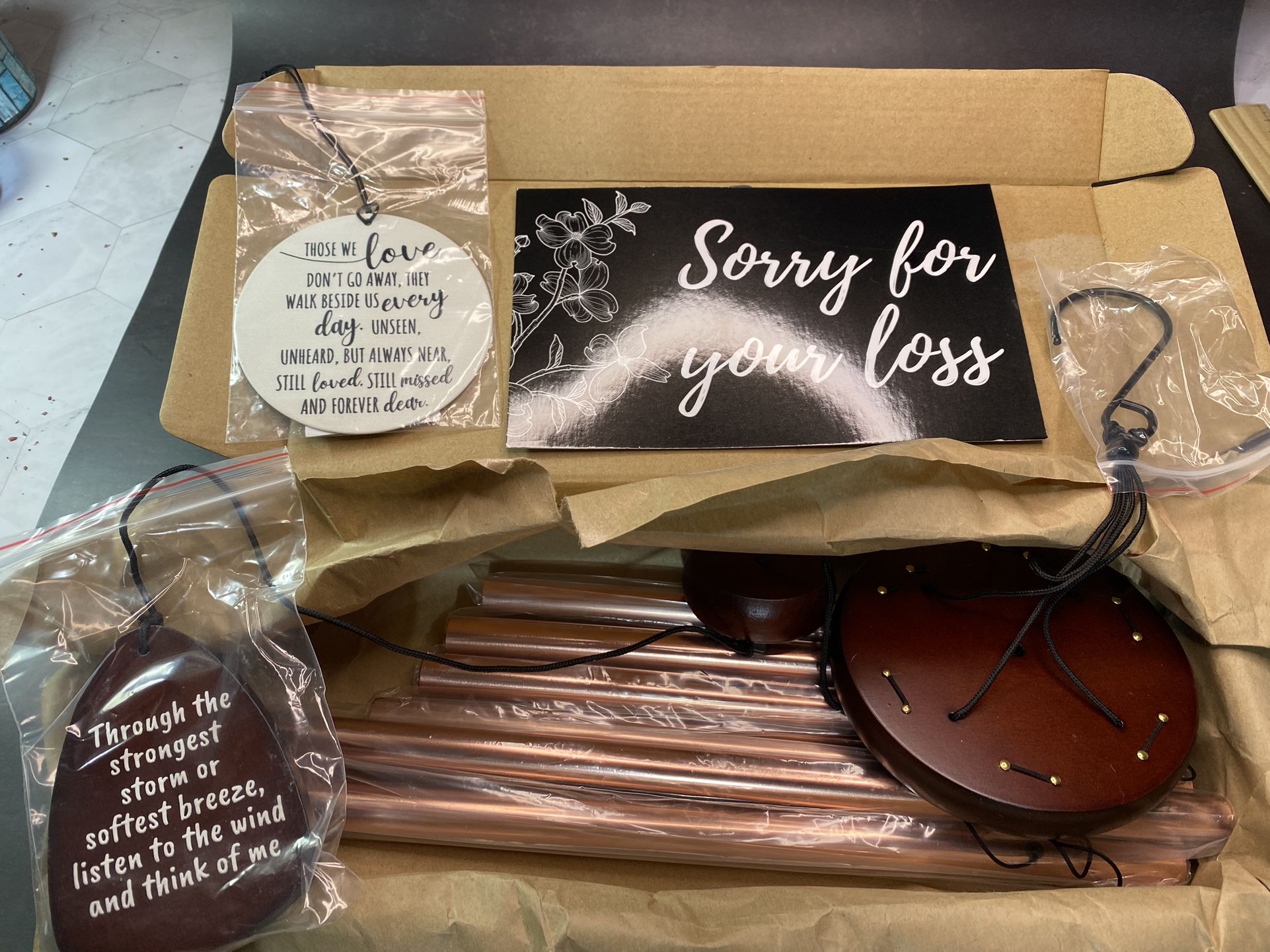 Beautiful sympathy gift. Hanging wind-chime set.