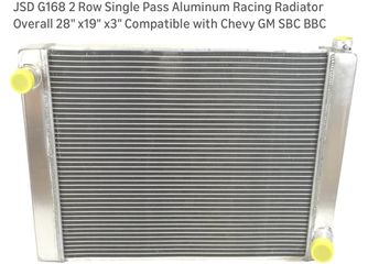  Row Single Pass Aluminum Racing Radiator Overall 28" x19" x3" Compatible with Chevy GM SBC BBC
