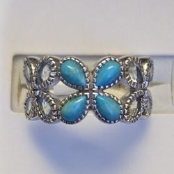 Turquoise & Blue Topaz 925 Band Ring (NWT)