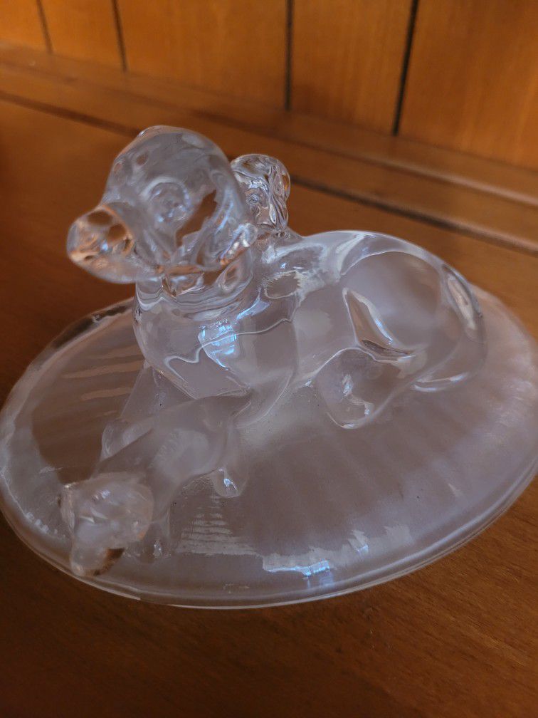 Glass Dog & Puppy Figure Lab? Labrador Decorative Piece