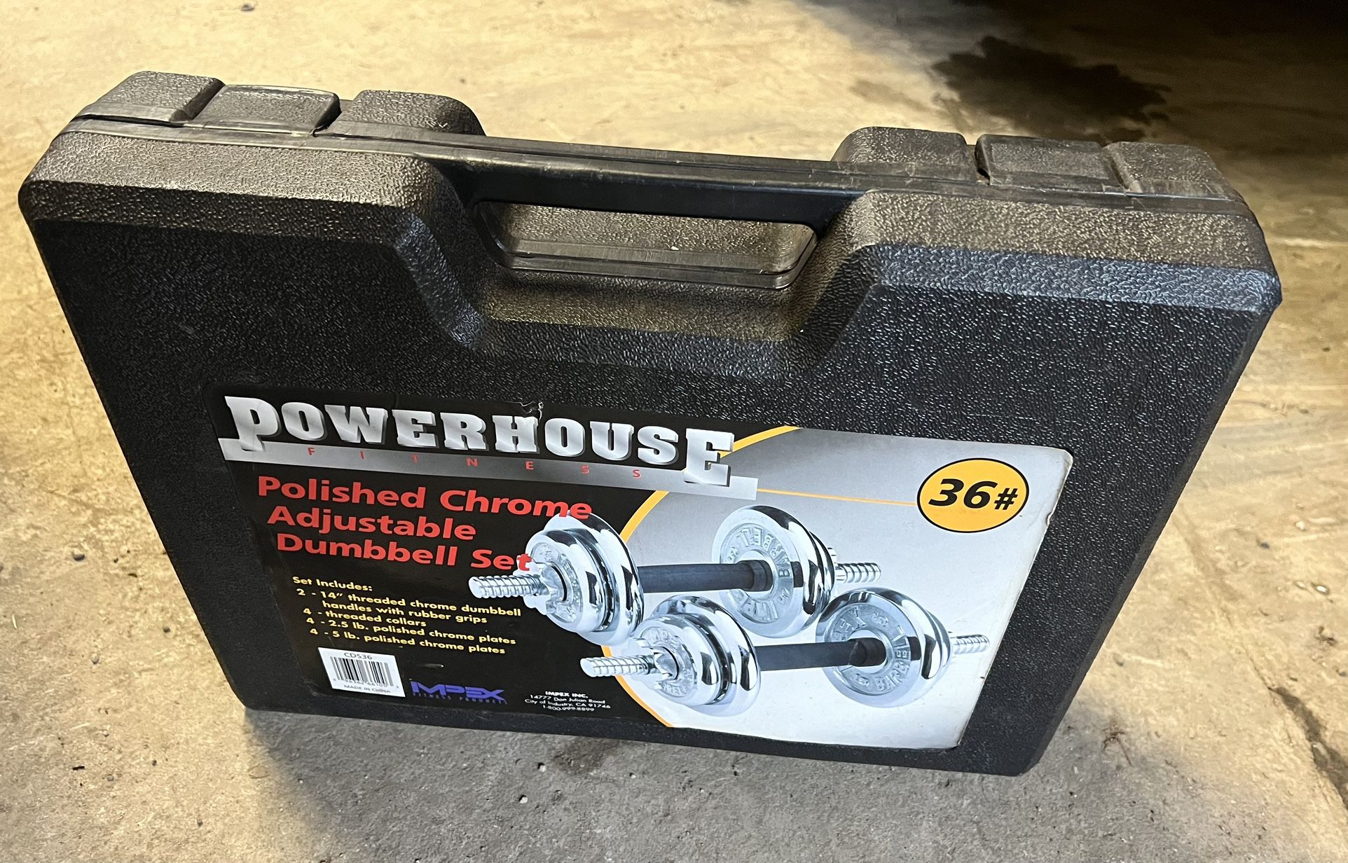 NEW Adjustable Dumbbell Set - PowerHouse CDS 36 Polished Chrome