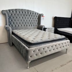V16B13*_ Velvet Queen Platform Bedframe 👉GetNowWith$50PayLater