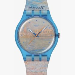 Swatch New Gent Unisex Casual Watch Bio-sourced Blue Quartz Water Resistant Monet's Palazzo DUCALE