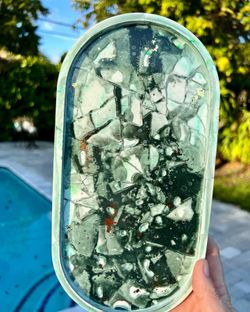Eco Casting Resin Trinket Tray Emerald And Gold Large Handmade