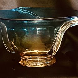Murano Clear Turquoise Blue & Amber Bowl
