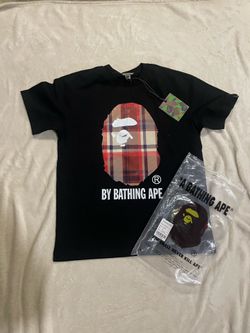 Black Burberry And Bape Tee Shirt