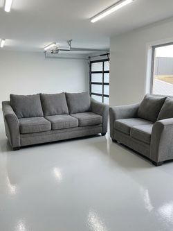 Grey Fabric Sofa and Loveseat Set