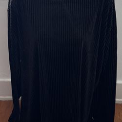 NWT Il Canto Women’s Black Velvet High Neck Long Sleeve Ribbed Blouse, size 2XL