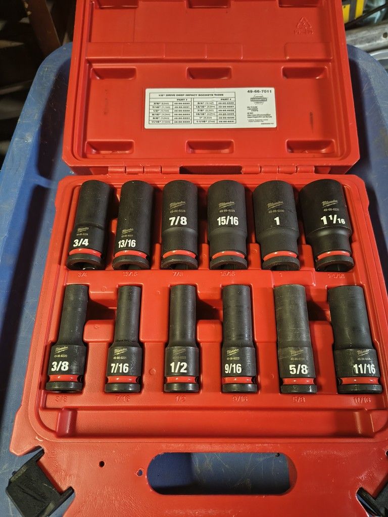 Milwaukee 1/2" Deep Socket Set 12pc SAE