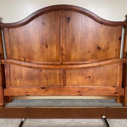 Vahaugn Bassett Brandy Pine Finish Bedframe KING SIZE (Headboard, Footboard, Sides, metal foundation frames), if bought separately ($820)