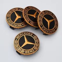 4 Gold 75mm Mercedes Caps See See All Pics For More Sold Separately SHIPPING AVAILABLE 