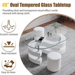 Lowered Price  - UNIQUE - Coffee Table - With Two (2) Stools