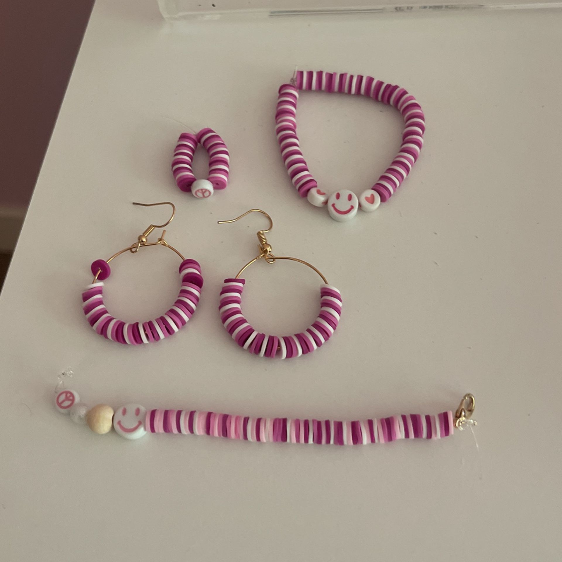 Handmade Ring Bracelet, Keychain, And Earrings For Kids