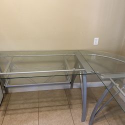 Glass Desk With Keyboard Tray And Chair