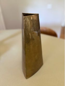 Tall Brass Triangular Vase