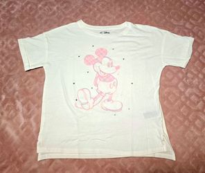 Disney x GAP Kids Mickey Mouse Pink Plaid T-Shirt Girls Sz XXL Cotton Top