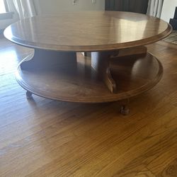 Lazy Susan Wood Round Coffee Table