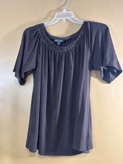 HC1350. I.N. Studio Pleated Neck Short Sleeve Top 1X