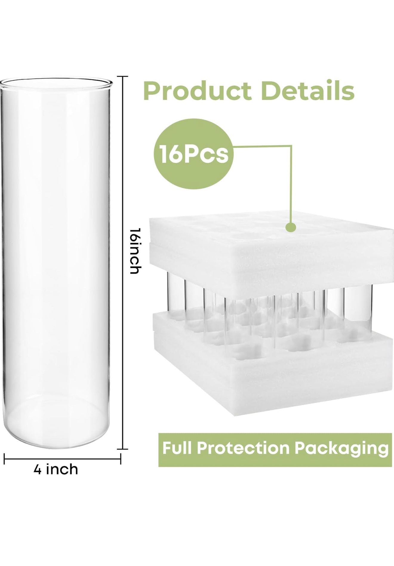 Glass Cylinder Vases for Centerpieces, 16 Pcs 16 Inch
