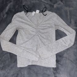 Gray Long Sleeve Crop