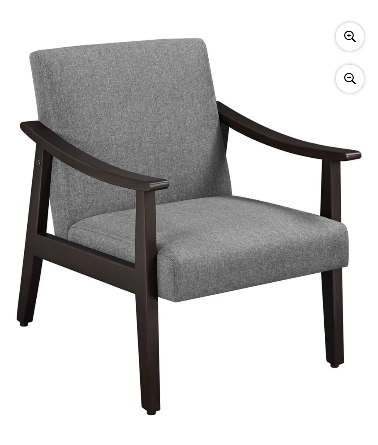 Yaheetech Modern Fabric Accent Armchair with Rubber Wood Legs, Dark Gray