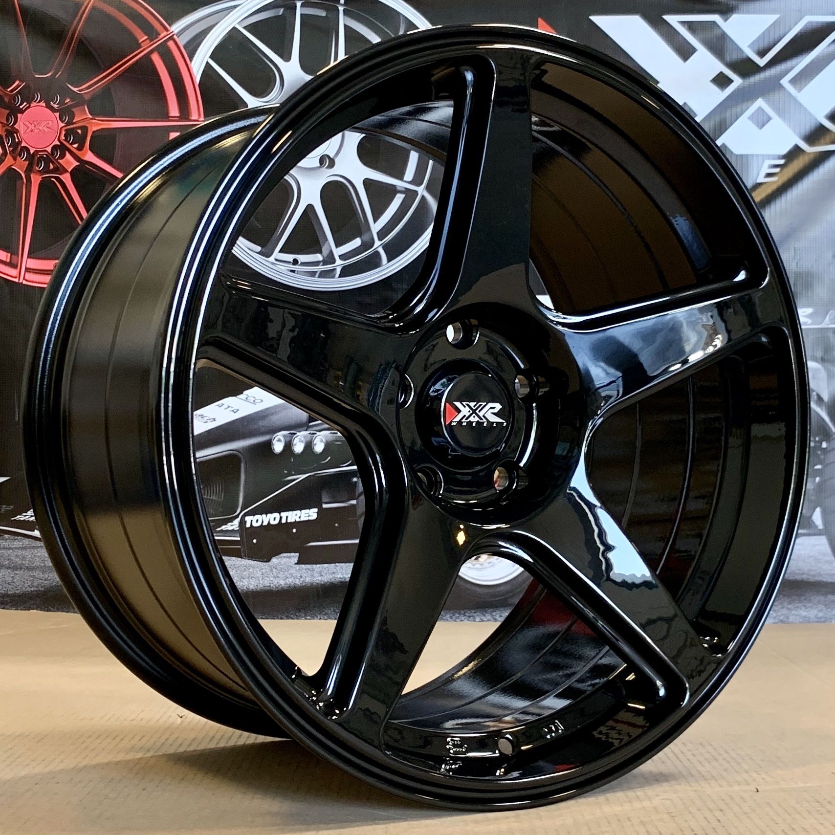 4 New Rims XXR 575 Gloss Black 5x114.3 18x8.5 +35 5 Spokes 5x4.5