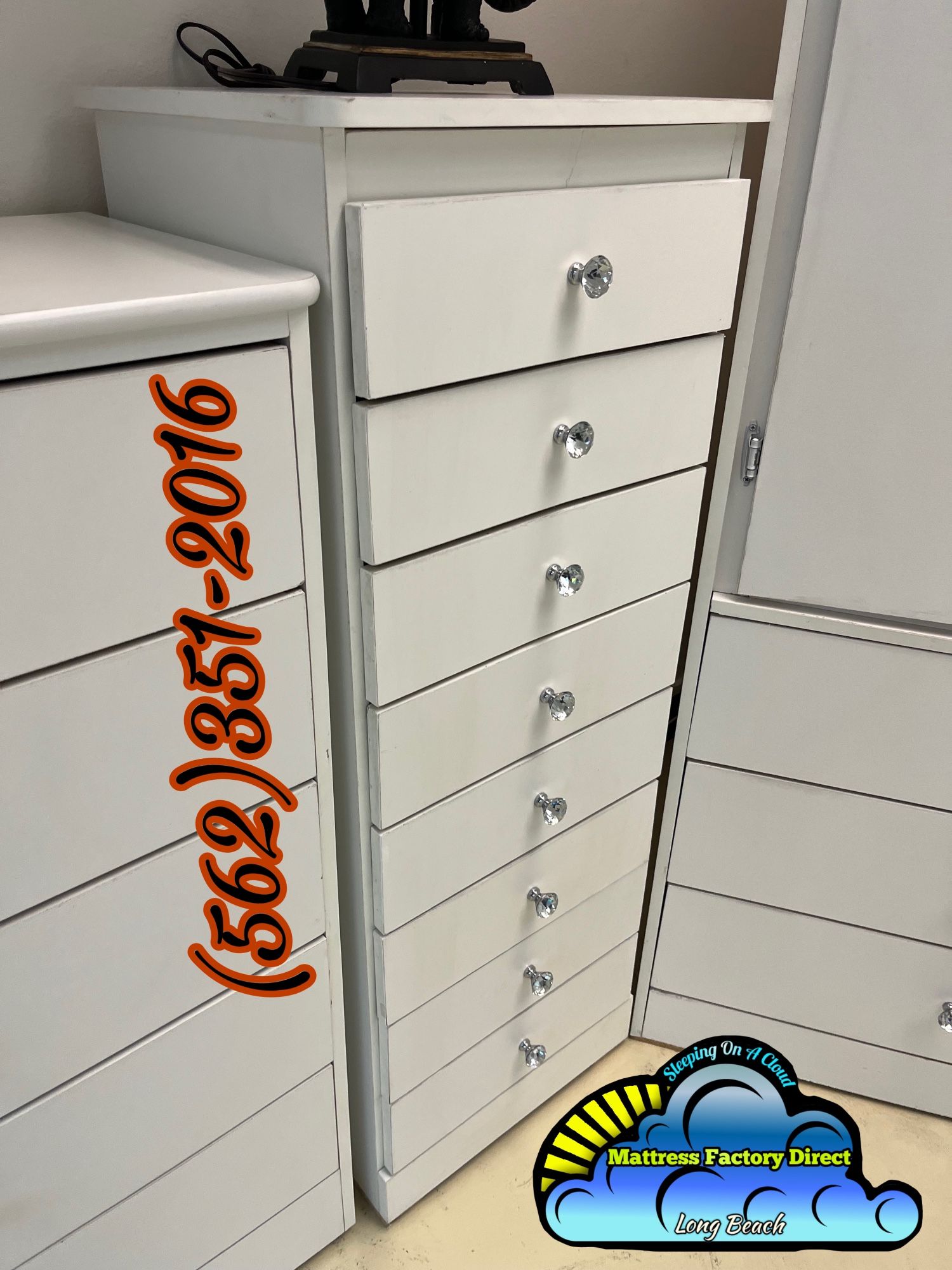White Paulina Dresser Diamond Knob Chest Cajonera Comoda