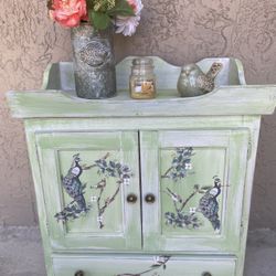 Nice Vintage Multi Use Cabinet In Light Sage Green 