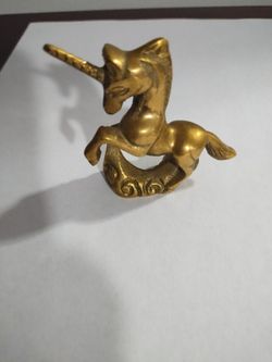Vintage Brass Unicorn Paperweight 