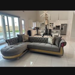 Elegant brand new living room gray gold house home furniture Christmas sectional set decoration 