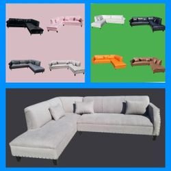 BRAND NEW 7X9FT AND 9x7ft SECTIONAL CHAISE SOFA, Annapolis Light Grey FABRIC, CUSTOM MADE AVAILABLE 