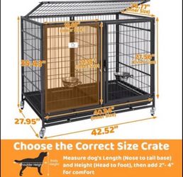 43” Stackable Dog Crate/Kennel w/ Divider, Bowls & Tray – LIKE NEW