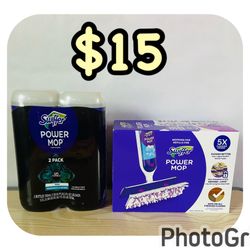 Swiffer Power Mop ( Mopping pads & floor cleaners) , $15 for both/ $15 por los dos‼️