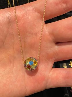 14K GOLD ROUND SPHERE GEMSTONE NECKLACE