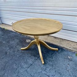 Gold wooden small coffee t a b l e / end t a b l e … 30” wide.  21” depth, 18” high … $40