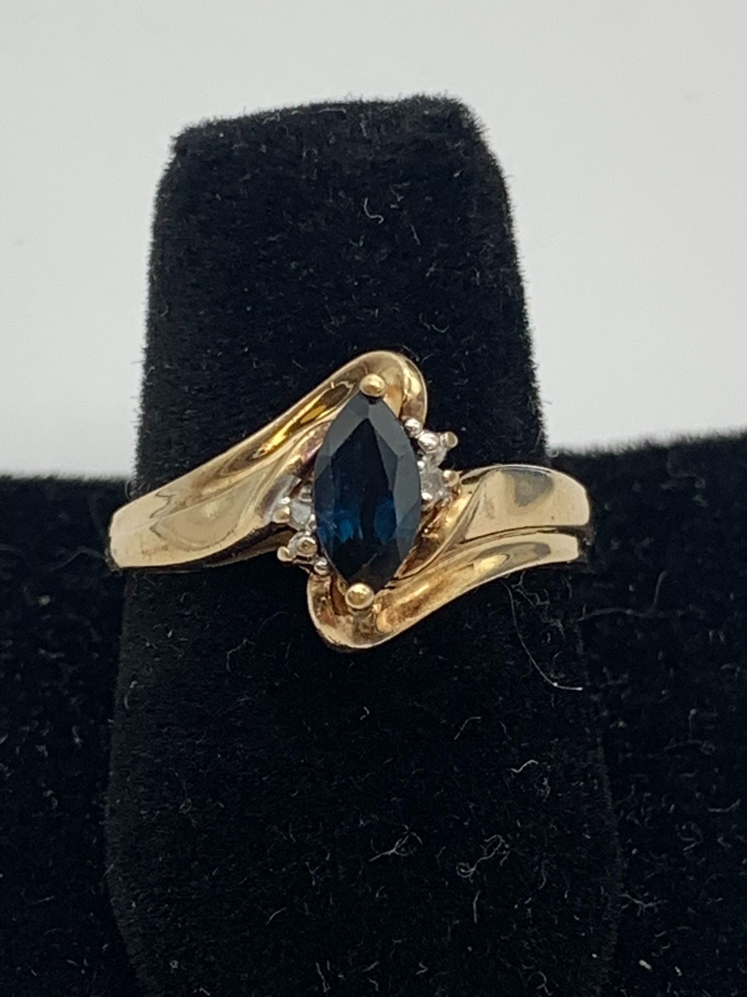 Gold blue stone ring #13885