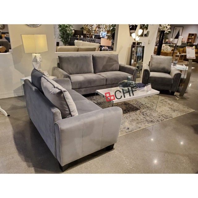 3-piece Upholstered Rolled Arm Sofa Grey