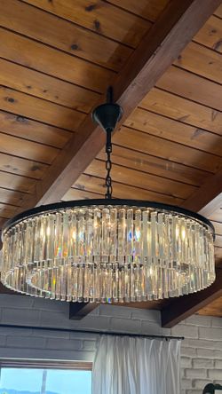 42” crystal wagon wheel chandelier