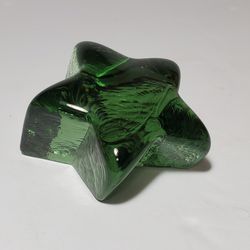 Fire and Light Green Glass Shooting Star Paperweight Signed