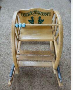 1960s teetertot wooden rocking chair