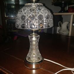 Vintage Crystal And Brass Table Lamp