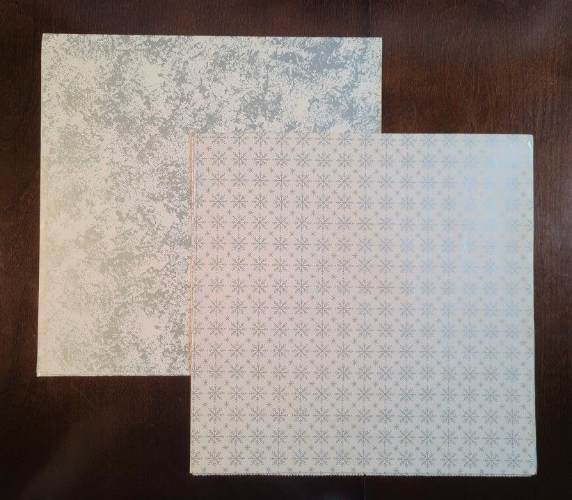 Vintage Christmas Wrapping Paper MCM SILVER SNOWFLAKES & MARBLE