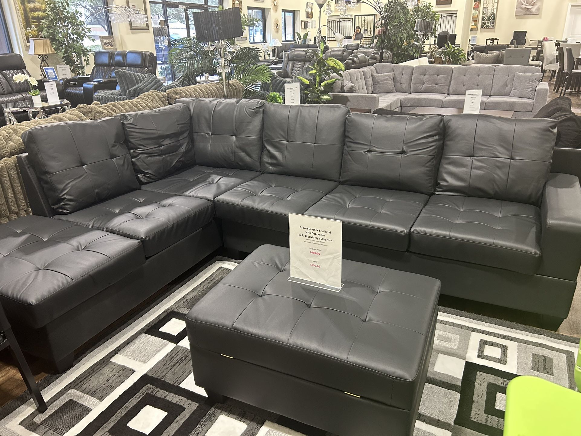 Leather Sectional With Cup Holder