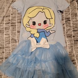 Frozen Elsa Shirt And Tutu Skirt Set Child Size 4t
