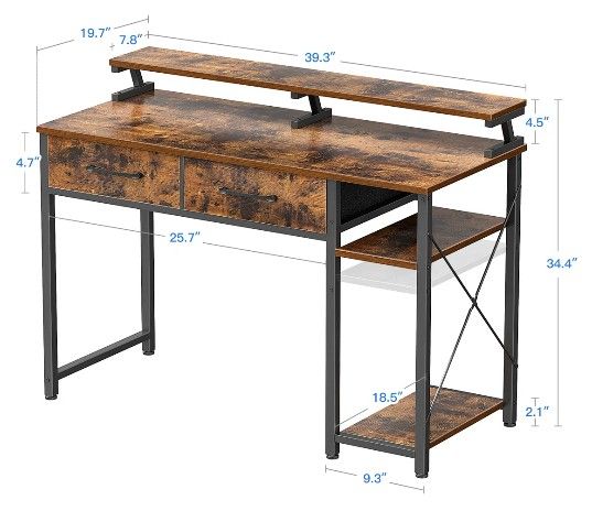 Metal Base Two Tier Desk