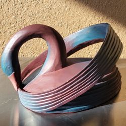 Rare! Vtg Handcarved And Painted Wooden Swan Made In Indonesia 12"X8.5"